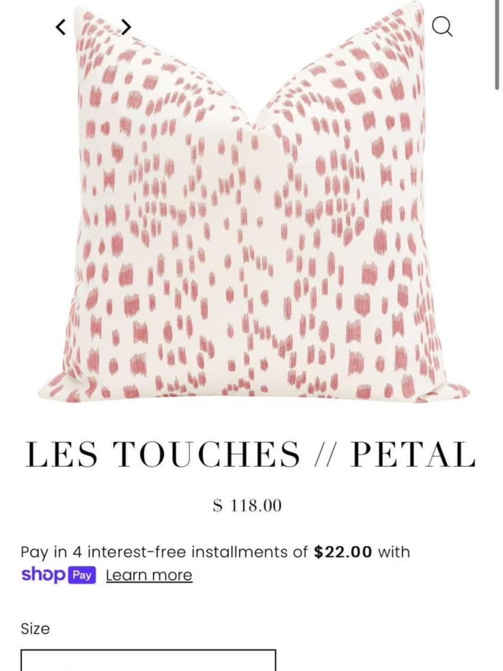 Les Touches Petal Accent Pillow in Petal Pink